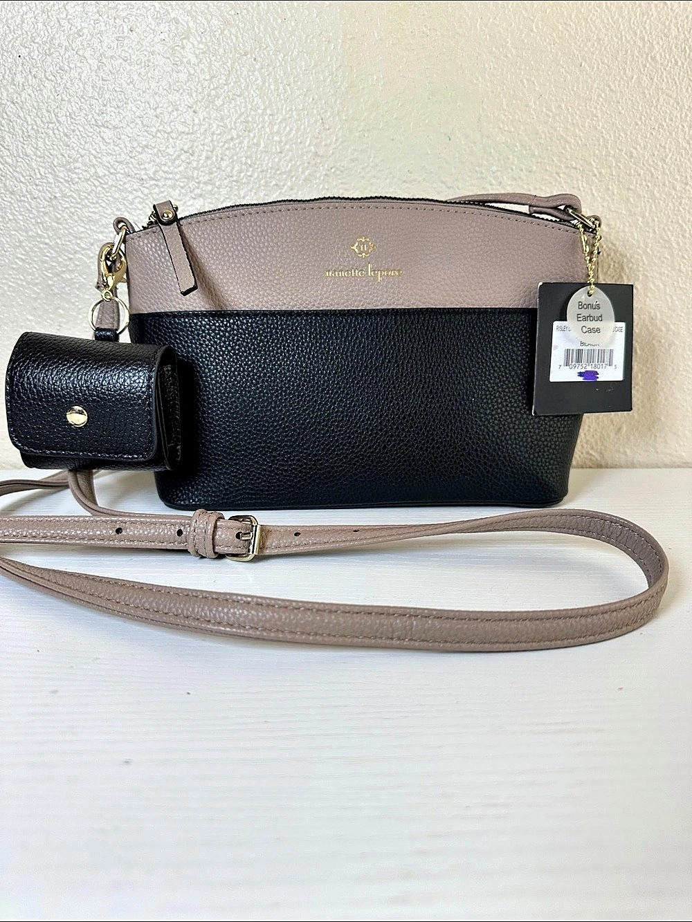 NWT Nanette Lepore Risley Dome two-tone with Earbud case Crossbody Bag